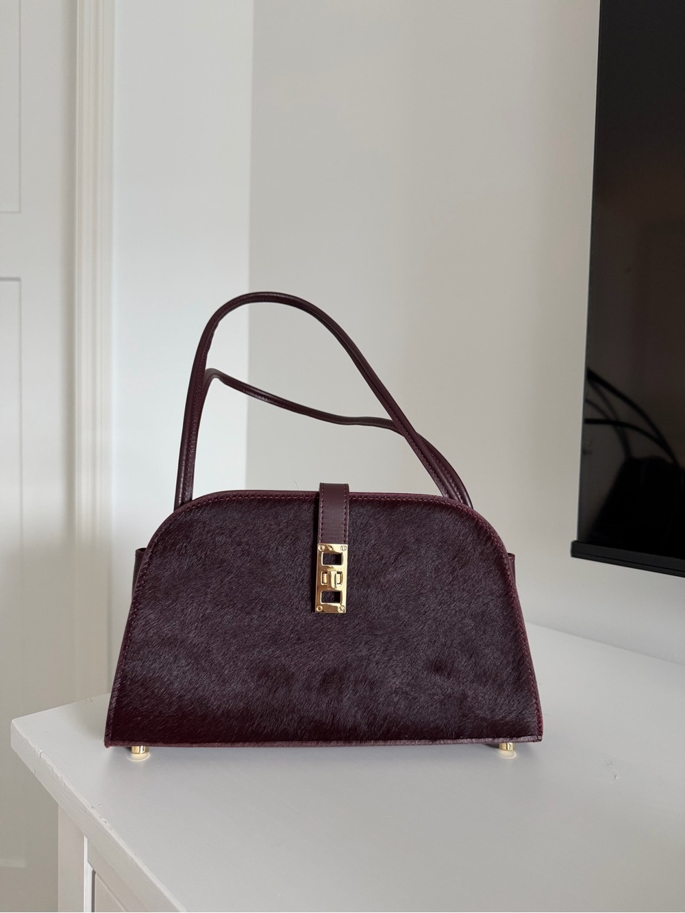 Teddy Blake Burgundy Shoulder Bag with Gold Hardware